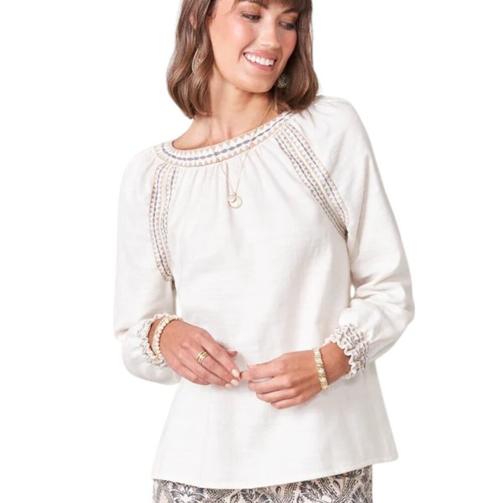 Spartina 449 Haleigh Embroidered Top Sand Dollar Top
